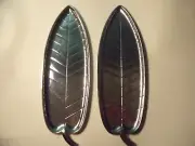 2 Vintage MC Banana Leaf Stainless Steel Serving Trays Made In Hong Kong