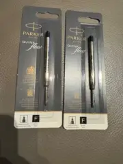 NEW LOT OF 2 Parker Quink Flow Ballpen Ballpoint FINE Point BLACK Ink Refill