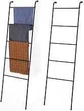 Blanket Ladder Bathroom Towel Holder Decorative Towel Rack 5 Tier Blanket Holder for Living Room Bathroom Laundry Room Black, 2 Pack