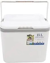 15L Insulated Portable Cooler Professional Lasting Cooling Insulation Hard Cooler Box for Outdoor Picnic Fishing Commercial Stall EPS Material Large Capacity (White)