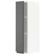 METOD wall cabinet with shelves, white/Voxtorp dark grey, 20x37x80 cm