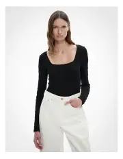 [Witchery] Textured Long Sleeve Top in Black