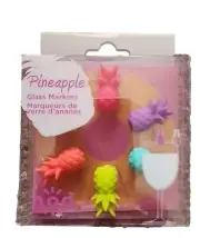 Nod Pineapple Rim Wine Glass Markers Party Silicon Set Of 6 Women Owned
