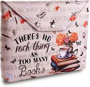 LParkin Book Sleeve with Zipper for Book Lovers There is No Such Thing As Too Many Books, Book Nerd Book Protector Covers for Paperbacks, Washable Fabric Multifunctional Book Sleeves