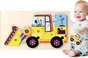 Excavator Wooden Puzzles - Cartoon Wooden Excavator Puzzles - Early Education Supplies, Children Brain Teaser for Home, Kindergarten, Nursery