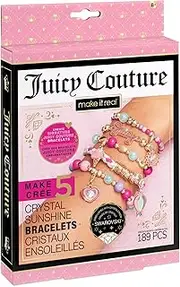Make It Real - Juicy Couture Mini Crystal Sunshine - DIY Charm Bracelet Making Kit - Friendship Bracelet Kit with Swarovski Crystal Charms - Arts & Crafts Bead Kit for Girls - Makes 5 Bracelets