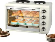 Electric Kitchen Oven 56L, 2000W, Wide Area Temperature Control, with Double Hotplate Hob, for Home, Commercial