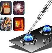 Nomel Electric Candle Lighter, USB Windproof Flexible Camping BBQ Outdoor Rechargeable Plasma Safety Lighter, 360°Flexible Long Neck, LED Battery Display, Hook, Silver