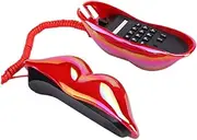 WEKADRIN Red Lip Shaped Corded Phone Ornament Unique Home Decoration Compact Design Present for Friends Family Stylish Desk Accessory