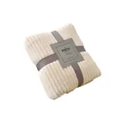 Skin-friendly Soft Throw Blanket Polyester Air Conditioned Blanket for Sofa - Beige