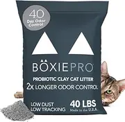 BoxiePro Deep Clean Probiotic Clumping Clay Cat Litter -Scent Free- 40 lb- Cat Activated Probiotics- Longer Lasting Odor Control, Stays Ultra Clean, 99.9% Dust Free