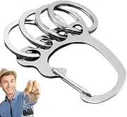 [Xinhuju] Quick Release Keyring, Stainless Steel Keyring | Carabiner Multi-Ring Keyring (Stainless Steel H Steel) |, silver, Siehe Beschreibung