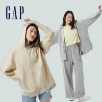 在飛比找蝦皮商城優惠-Gap 女裝 Logo連帽外套 碳素軟磨法式圈織系列-多色可