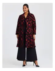 [Taking Shape] Opulent Chenille Opera Coat in Red/Black