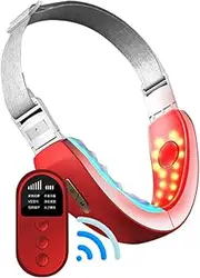 RAYWE Electric V-Face Shaping Massager Facial Slimming LEDs Intelligent Face-Lifting Instrument 6 Modes Adjustable Chin V-Line Up Lift Belt Red Blue LEDs Photon Therapy with Remote Control