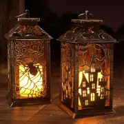 14" Halloween Decor Lantern with Timer,Last 20 Days Longer Candle Lantern