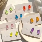 Plastic Gummy Bear Earrings 1 Pair - Pink - One Size