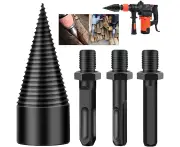 Firewood Log Splitter Drill Bit,3Pcs Removable Cones Kindling Wood Splitting Logs Bits Firewood Wood Splitter Drill Bit