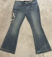 Ed Hardy Jeans Women’s Size 34 Denim New York City Eagle Skull Patch NWT