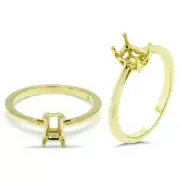 Emerald Cut 6x4mm Solitaire Ring Semi Mount In 14k Yellow Gold (53883)