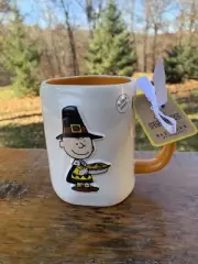 GIVE THANKS Charlie Brown Ceramic Rae Dunn X Peanuts Thanksgiving Mug NEW Cup