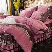 4pc Bed Skirt Bedspread, Wrap Around Fitted Sheet, Ruffle Skirt Bedspread, Bedspread King Size Set, Full Bed Skirts, Wrap Around Bedding Skirt, Bedspread with Pillow Case(B,200x220cm)