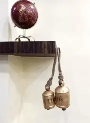 Brass Wind Bell Hanging Bells on a Rope Coated Iron for Door, X-mas Decor Gift