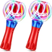 2 Pieces Light Toys Spinner Wand Sensory Toys Light Wand Light Toy Light Spinner Magic Ball Light Wand Glow LED Orbiter Wand for Little Teens Game Party Favors (Cute Style)