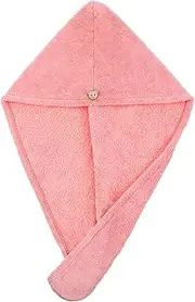 oruola Children's Hair Turban, Microfibre Towel, Hair Towel with Button for Women, Children, Anti-Frizz Hair Towel, Long Hair, Quick-Drying Hair Turban with Button (Pink)