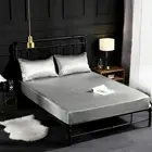 High-End Satin Emulation Silk Mattress Cover Home Queen Size Fitted Bed SheetSet