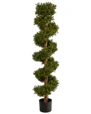 Nearly Natural 5ft Boxwood Spiral Topiary Artificial Tree (Indoor/Outdoor)