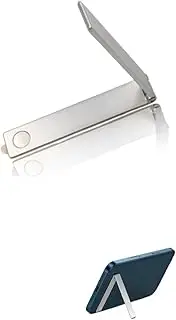 Ultra-Thin Invisible Phone Stand Desktop Back Sticker, Metal Foldable One-Word Support Frame, Multi-Functional Portable Holder(Silver)