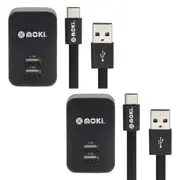 2PK Moki Wall Charger Adapter w/ Type-C Syncharge USB C Cable for Samsung/LG BLK
