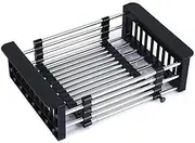 MMCCHB Retractable Stainless Steel Sink Strainer Drainer, Retractable draining Basket with Adjustable handrail, Sink Tray Type Vegetable and Fruit Drying Rack. (B)