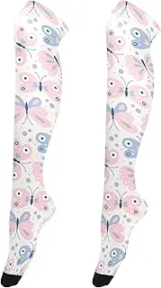 [Caihoyu] Thigh High Baseball Socks for Women Elastic Tube Socks Long Stockings Thigh Highs Socks for Halloween Personalized Pattern Cute Butterflies, Personalized Pattern Cute Butterflies
