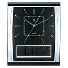 NEW Pearl Time Rectangle LCD Wall Clock, Silver Black, 31cm