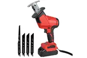 21V Cordless Electric Brushless Reciprocating Saw Rechargeable Handheld Cutter Saw with 4 Blades 1500mah Li-ion Battery Charger for Wood PVC Pipe Cutting
