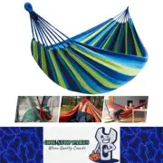 1 x Blue Canvas Hammock Camping Swing with Tree Ropes Load-bearing Up to 200kg