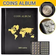 300Coins Coin Album Holder Australian Coin Collection Folder Book Holds Black