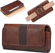 Case Cover Holster Compatible with iPhone 15/14/13/12 Pro Max 15/14 Plus Belt Clip Cell Phone Holster, Rugged Nylon + Leather Carry Bag Pouch Case Compatible with Galaxy S24/S23/S22/S21/S22 Ultra phon