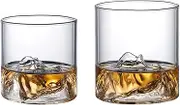 Whiskey Glasses Set of 2 with Mountain Imprint, Mountain Rocks Glass, Drinking Glasses, Old Fashioned Glass Tumbler, Teacups for Scotch, Bourbon
