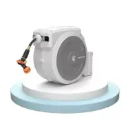 Giraffe Tools Garden Hose Reel 90' 1-Pack Automatic Retractable in Light Grey
