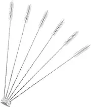 TORMEN Straw Cleaner Brush Set Bendable Brush Nylon Bristles Stainless Steel Handle Be Used to Clean Pipe, Narrow Tube, Coffee Pot, and Other Hard to Access Corners(175 * 30 * 6 White Brush*6…