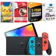 Nintendo Switch Red/Blue OLED + Pokemon Let's Go Pikachu + $20 eShop Gift Card