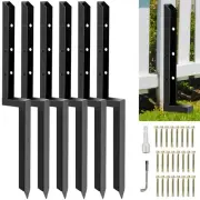 6-Pack 2" Width Fence Post Repair Kit, 34in Heavy Duty Ground Spike Anchor fo...