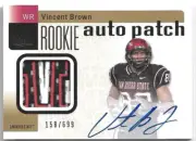 2011 SP Authentic Vincent Brown RPA Rookie Patch Auto LOGO #'d /699 SDSU Aztecs