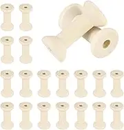 sourcing map 20 Pcs Wooden Spool for Craft, 1.6"/40 mm Wooden Empty Spools Unfinished Wooden Ribbon Spools for Art, Thread Twine Ribbon, DIY Crafts Home Decor (Wooden)