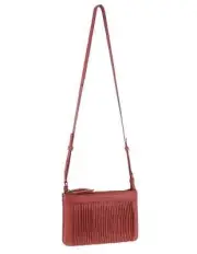 Pierre Cardin Leather Pleated Design Crossbody Bag in Marsala