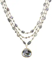 Rachel Reinhardt 14K Over Silver Labradorite Layered Necklace