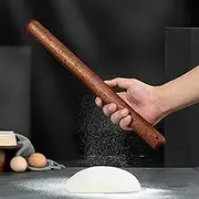 QUHUOYAO Wood French Rolling Pin for Baking, Wooden Dough Roller, Professional Kitchen Roller in, Rounded Roller for Baking Dough, Pizza, Pie, Pastries, Pasta and Cookies